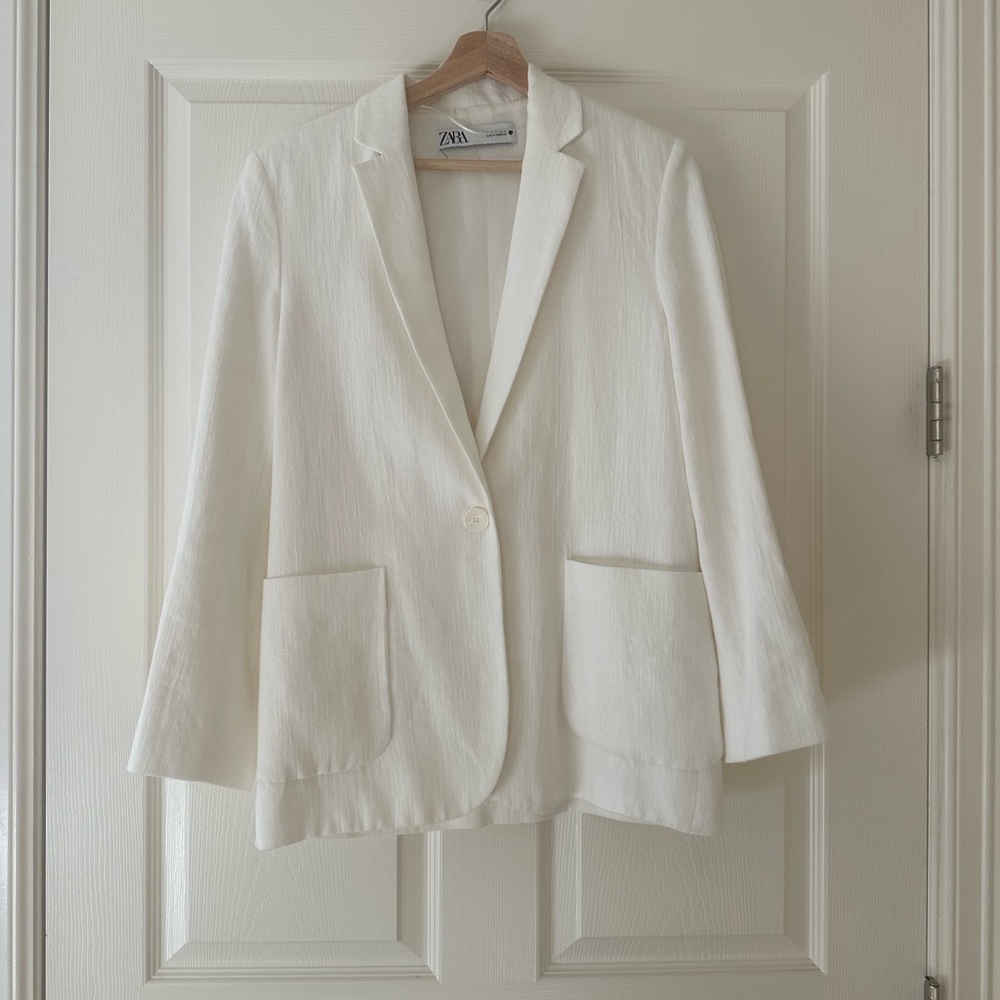Zara Linen Blazer White Size S
